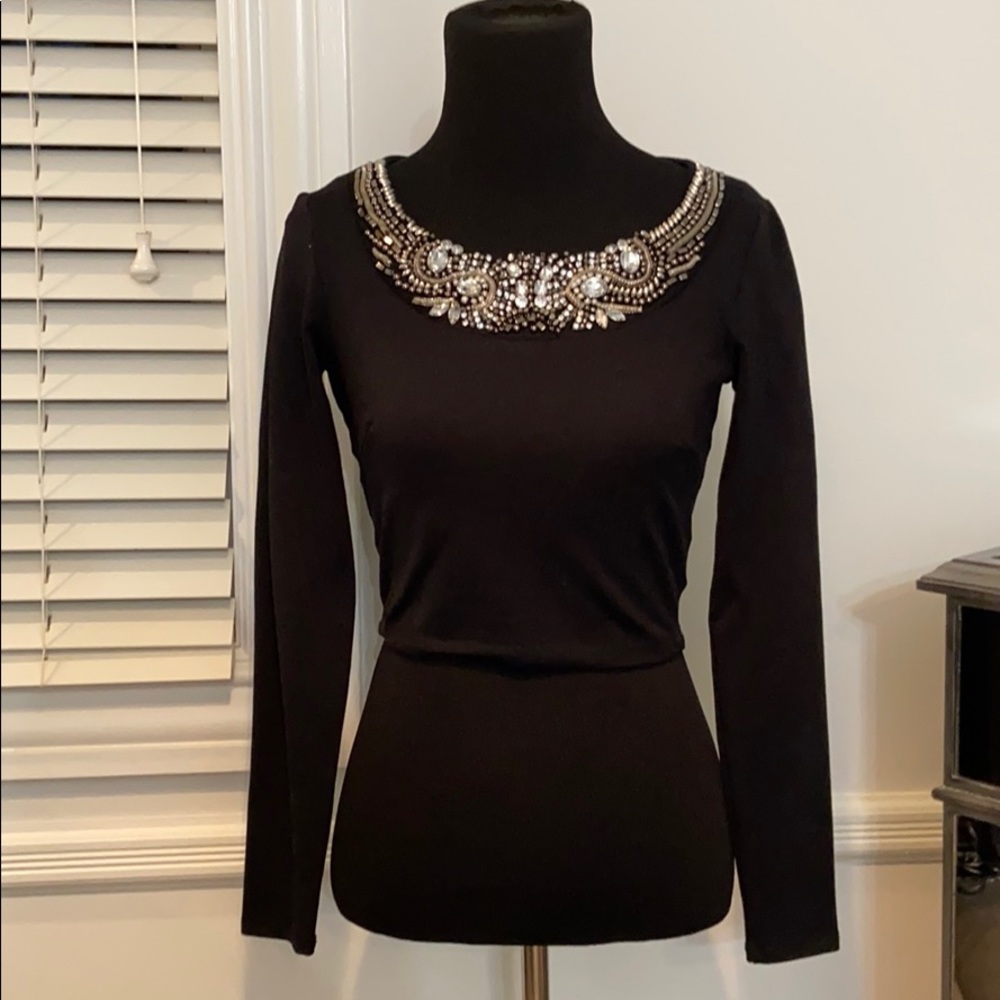 bebe black and silver tight shirt